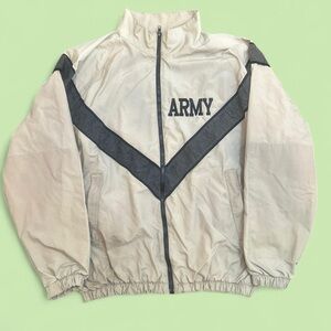 Beige and Black Army Windbreaker